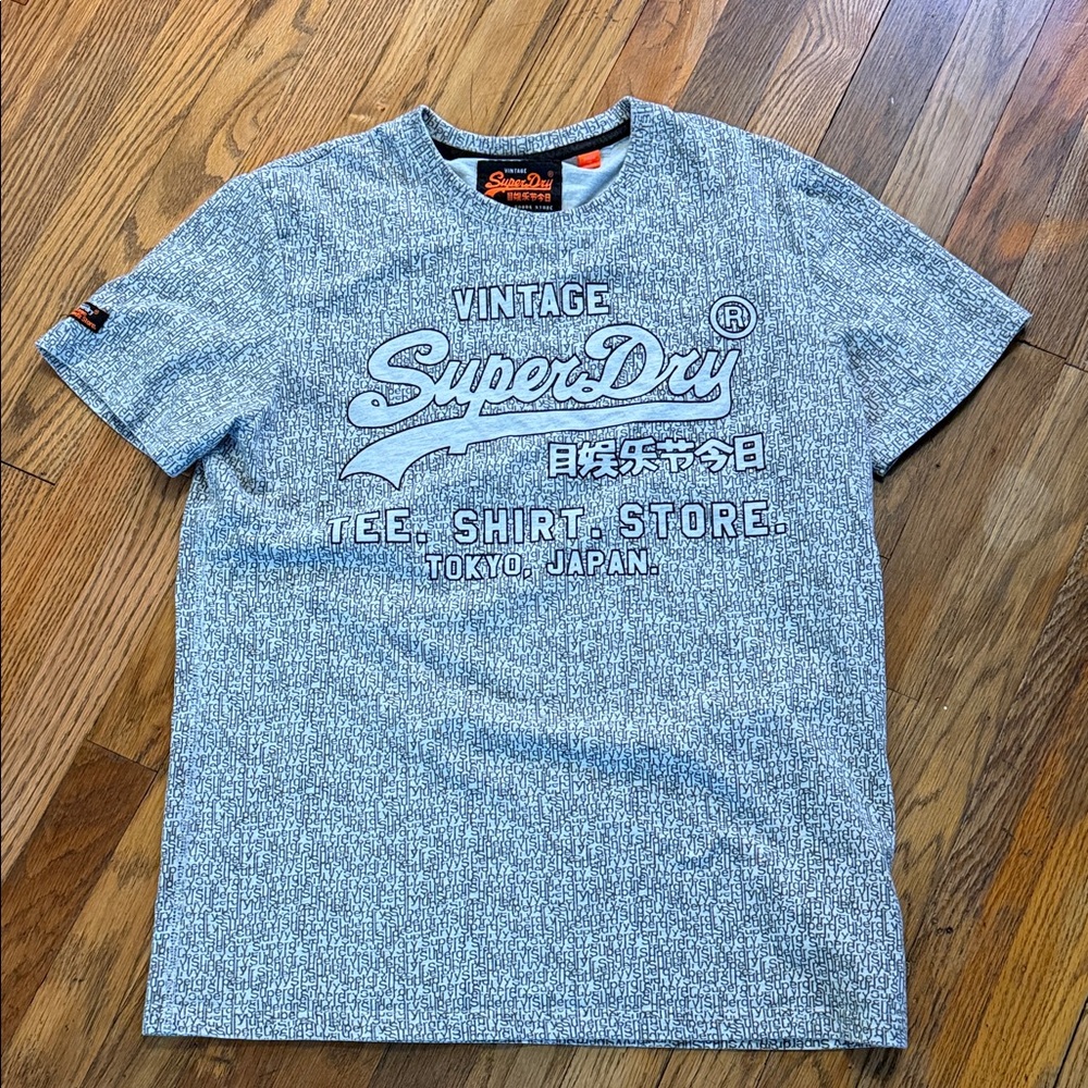 Superdry Blue and White Vintage Tee